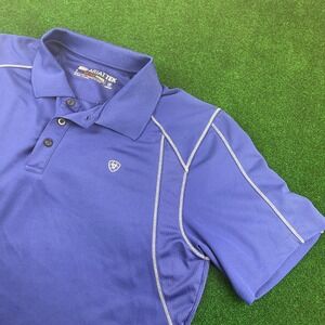ARIAT TEK Heat Series Men's Blue Performance Polo Shirt Size Large Golf
